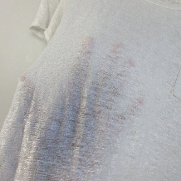 Club Monaco 100 Linen Top Women S White Shirt Scoop Neck Short Sleeve Summer 108 - Picture 5 of 8